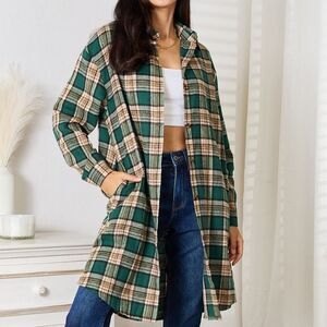 Mandy Oversized Plaid Collar L/S Flannel Shirt Dress Sz S M or L